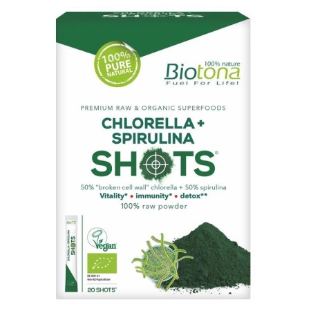 Chlorella+spirulina rawshots 20x2,2g bio
