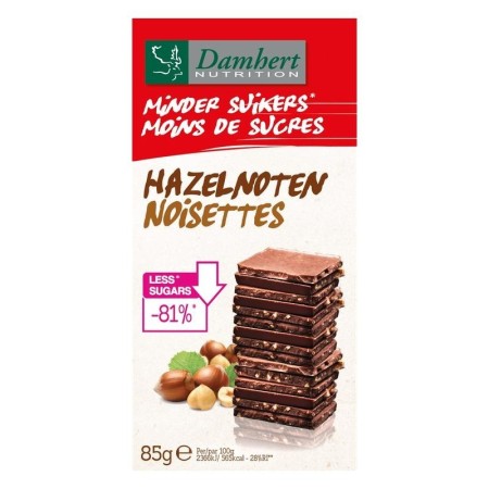 Minder suikers chocolad tablet hazelnoot