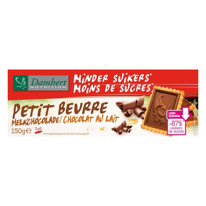 Damhert Damhert Minder Suikers Petit Beurre Melkchocola - 150gr