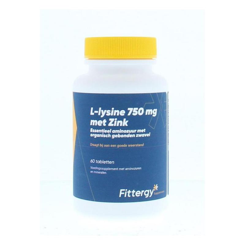 Fittergy Fittergy L-Lysine 750 mg met Zink - 60tb