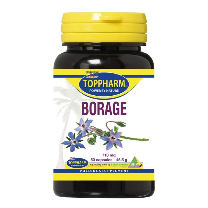 Toppharm TOPPHARM Borage olie 710mg met Vitamine E - 50cp