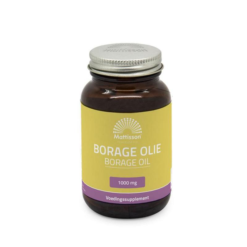 Mattisson Mattisson Borage Olie met vitamine E GLA 1g 60cap - 60cp