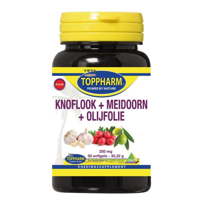 Toppharm TOPPHARM Knoflook + meidoorn + olijfolie puur 250 - 50sft