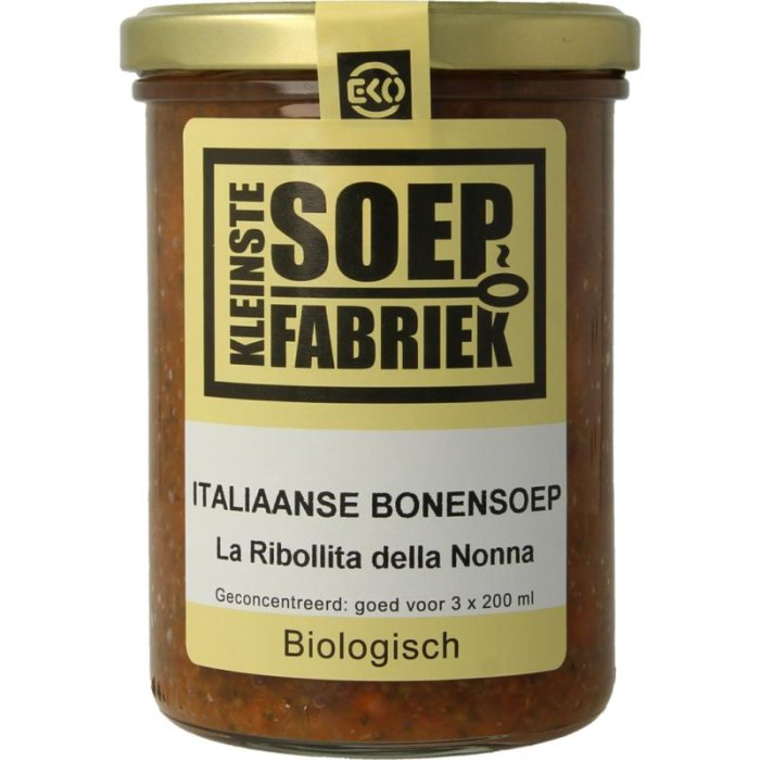Kleinste soepfabriek Kleinste Soepfabriek Italiaanse Bonensoep Bio La Riboll della - 400ml