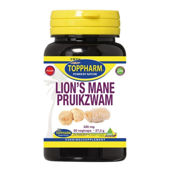 Toppharm TOPPHARM Lions mane Pruikzwam 335 mg Puur - 60vcp