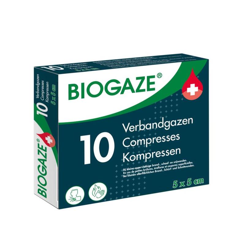 Biogaze eerste hulp BioGaze eerste hulp BioGaze kompres 5x5 cm - 10st