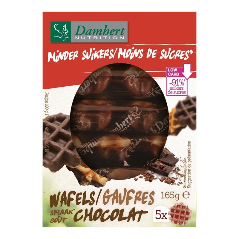 Damhert Damhert Minder Suikers Wafels Met Chocoladesmaak - 165gr