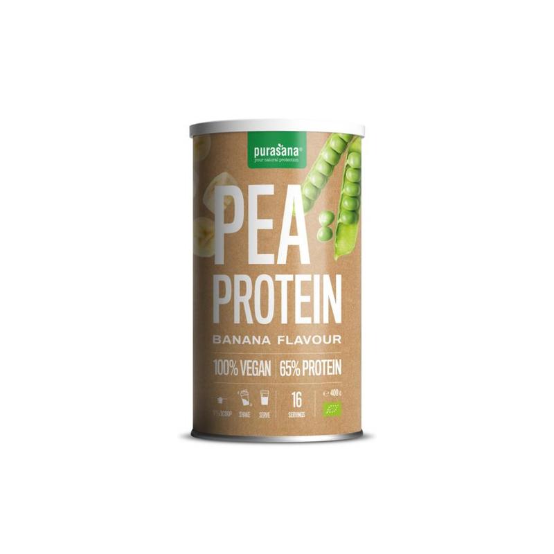 Purasana PURASANA Vegan proteine 65% erwt banaan 400 g BIO - 400gr