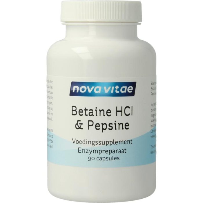 Nova vitae Nova Vitae Betaine HCL 648mg & pepsine 150mg - 90cp