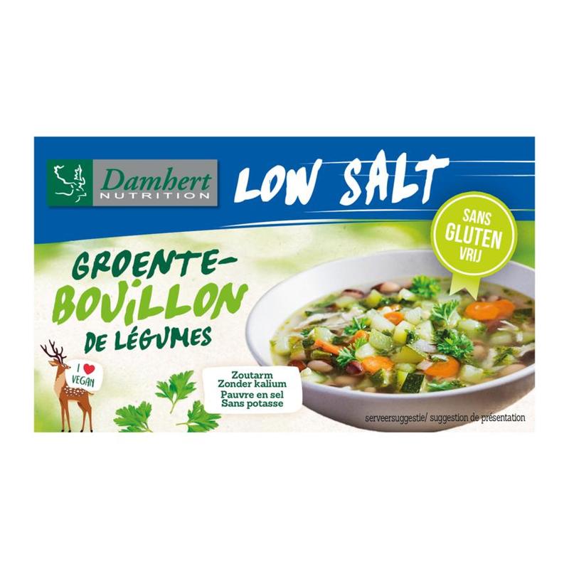 Damhert Damhert Low Salt Groentebouillonblokjes Gluten - 64gr