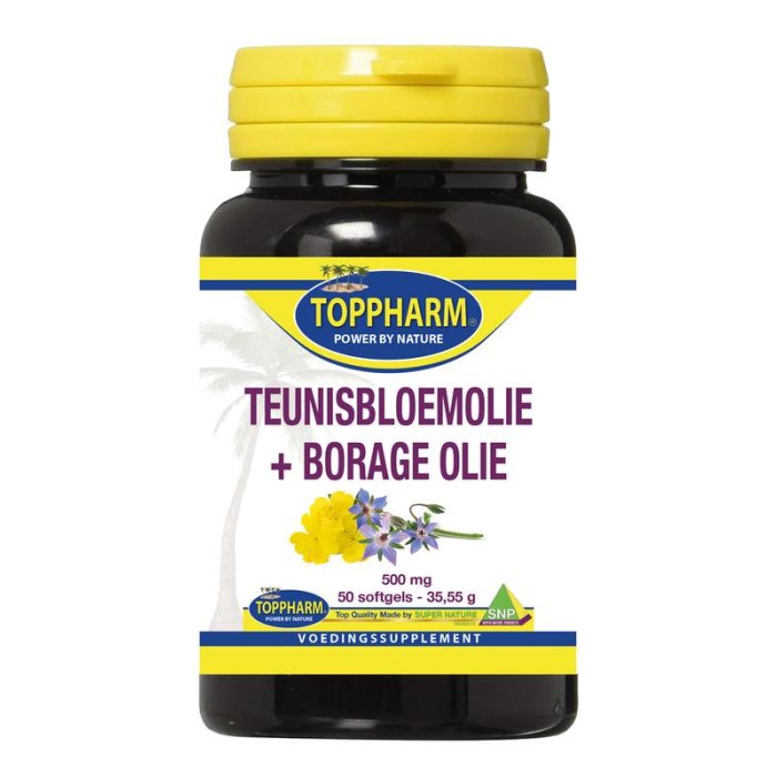 Toppharm TOPPHARM Teunisbloemolie + borage olie 500 mg - 50sft