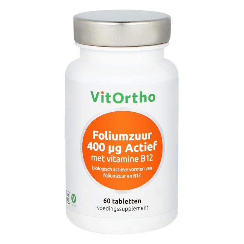 Vitortho VitOrtho Foliumzuur 400 mcg Actief met Vitamine B - 60tb