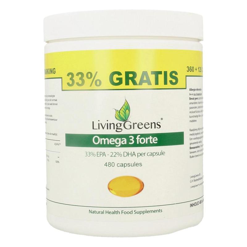 Livinggreens Livinggreens Omega 3 forte voordeelverpakking - 480cp