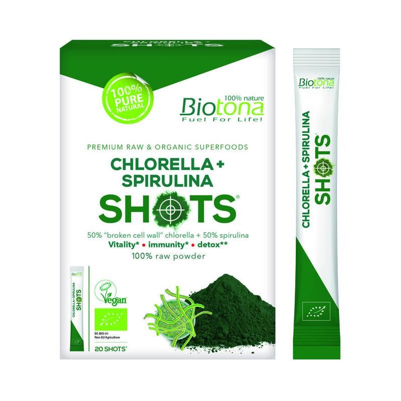 Biotona Biotona Chlorella+Spirulina Rawshots 20x2,2g BIO - 20st