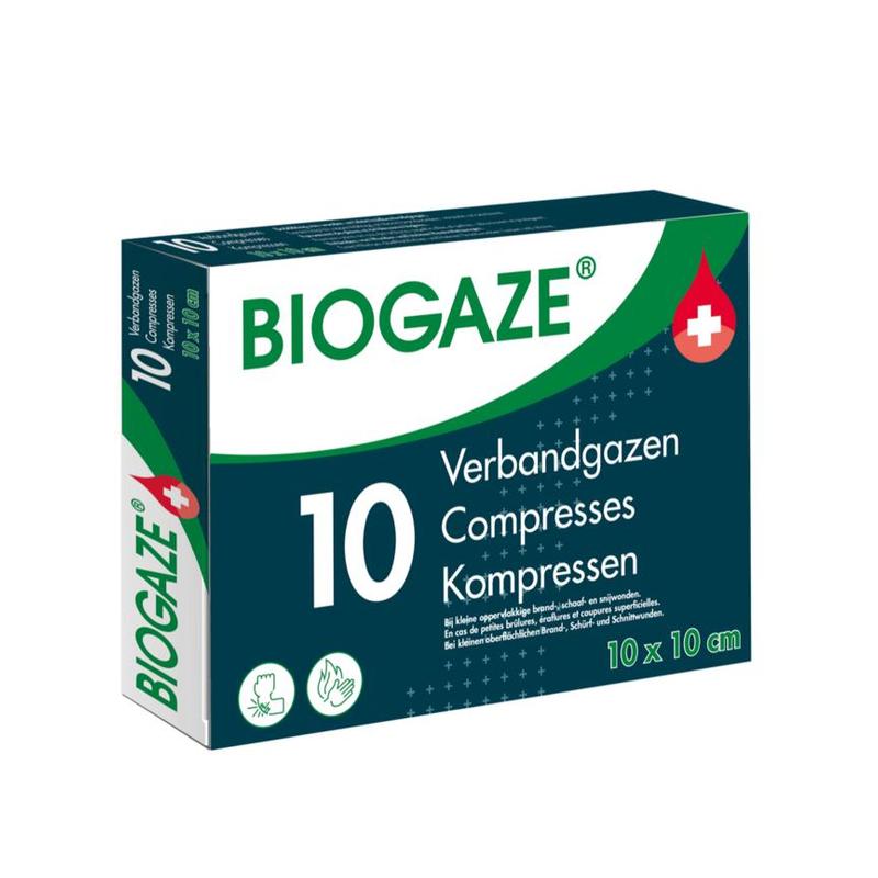 Biogaze eerste hulp BioGaze eerste hulp BioGaze kompres 10x10 cm - 10st