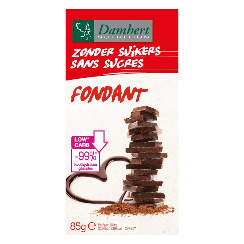 Damhert Damhert Zonder Suikers Chocoladetablet Fondant - 102gr
