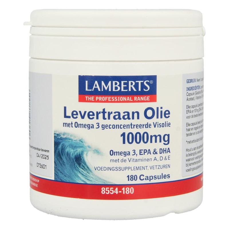 Lamberts Lamberts Levertraan Olie Omega 3 geconc Visolie - 180cp