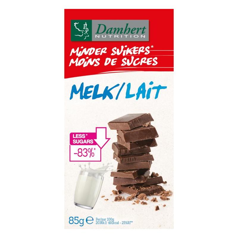 Damhert Damhert Minder Suikers Chocoladetablet Melk - 102gr
