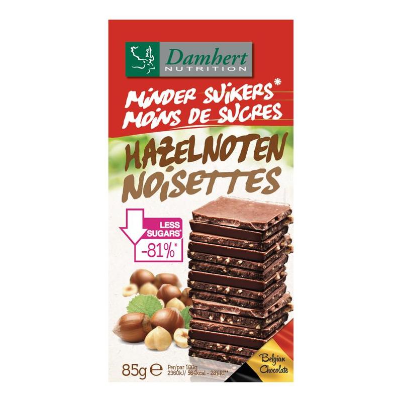 Damhert Damhert Minder Suikers Chocolad tablet Hazelnoot - 85gr