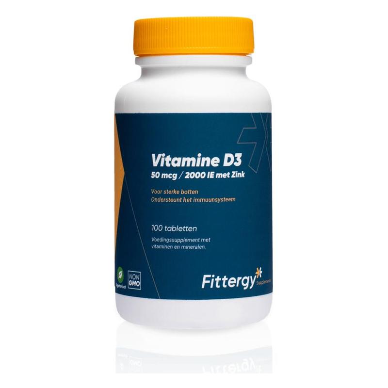 Fittergy Fittergy Vitamine D3 50 mcg met zink - 100tb