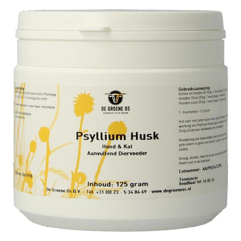 De groene os De Groene Os Psyllium Husk Hond & Kat - 125gr