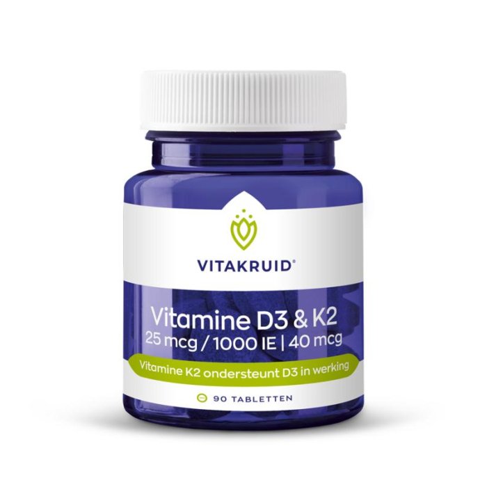 Vitakruid Vitakruid Vitamine D3 & K2 25mcg / 1000ie 40mcg - 90tb