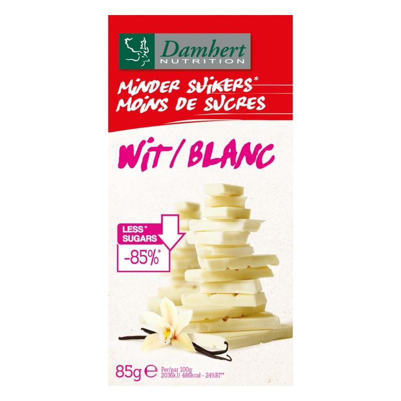 Damhert Damhert Minder Suikers Chocoladetablet Wit - 85gr